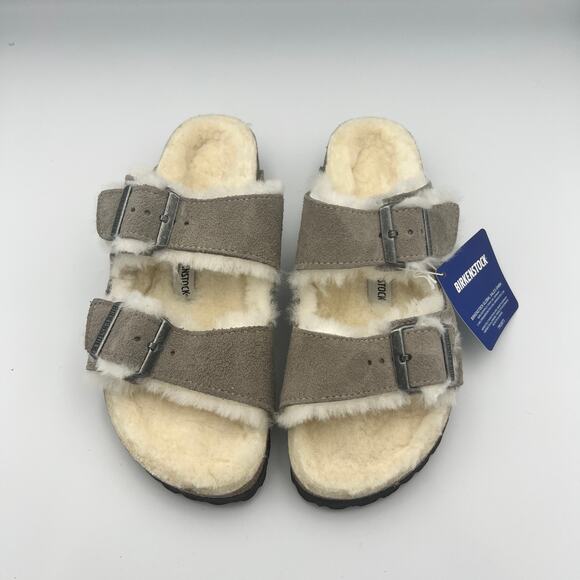 Birkenstock Shoes - NWOB Birkenstock Arizona Shearling Sandals Gray Unisex Size W8 M6
